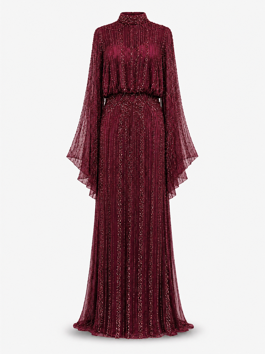 Couture Ghalia Evening Dress - Burgundy