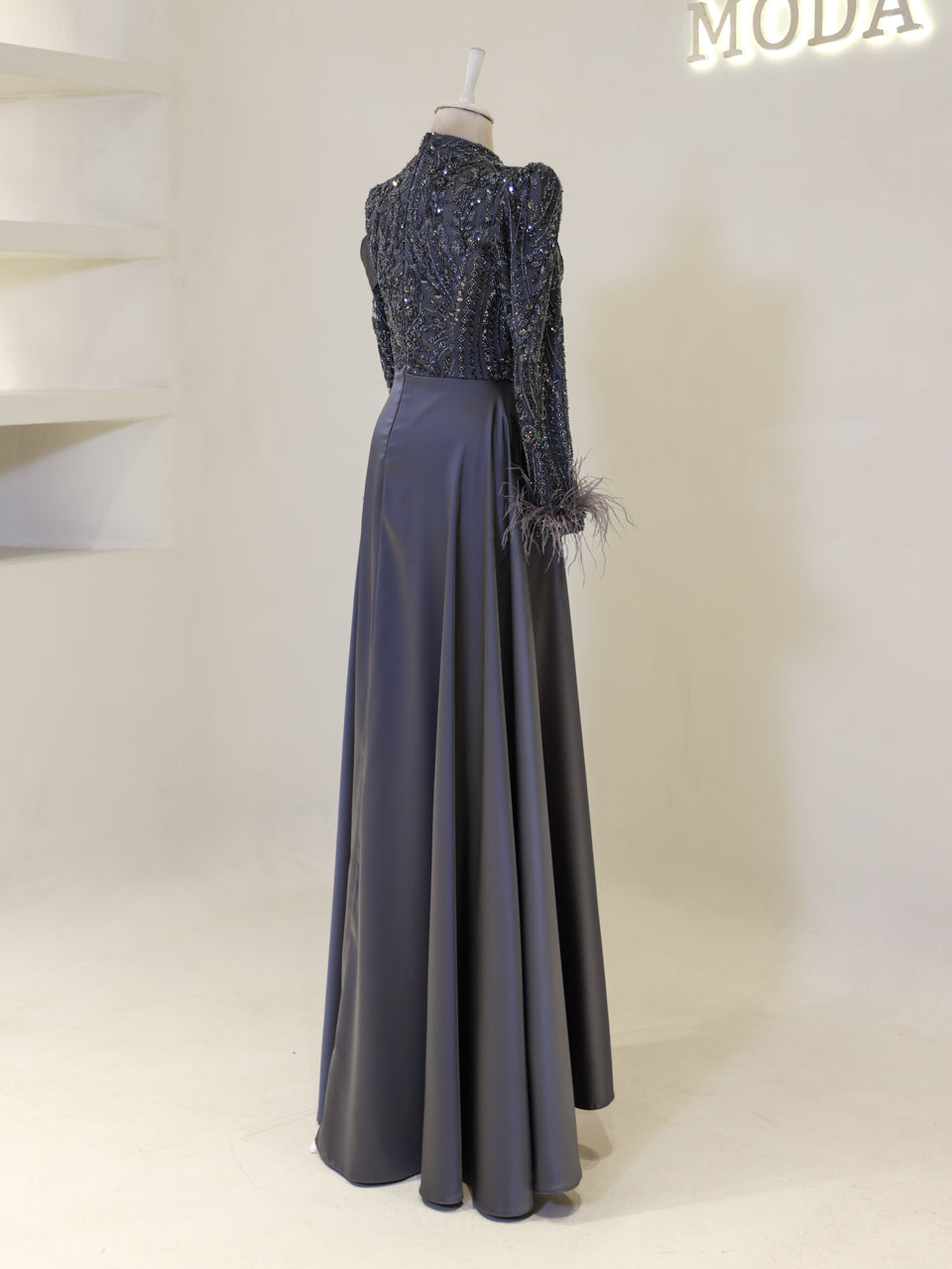 Benan Evening Dress - Grey - view 5