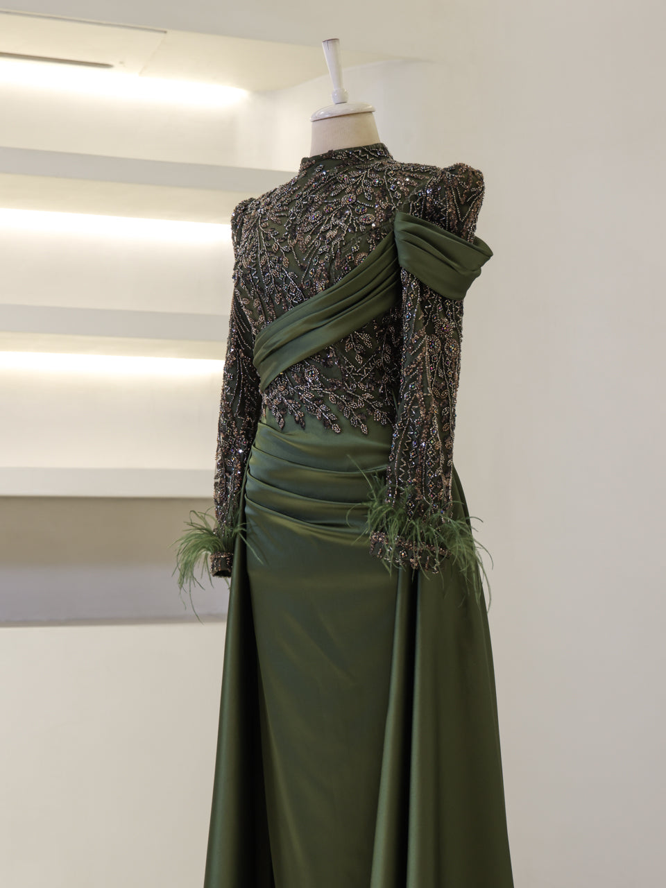 Benan Evening Dress - Khaki - view 3