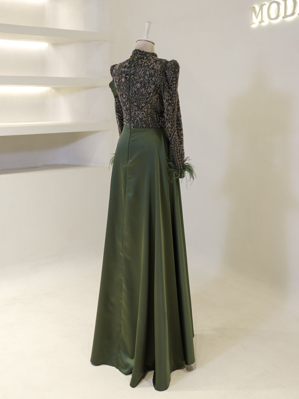 Benan Evening Dress - Khaki - view 5
