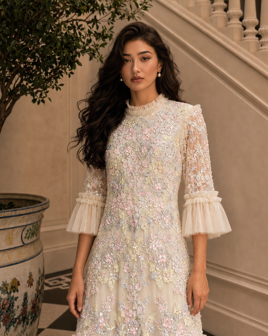 Couture Najma Evening Dress - Beige