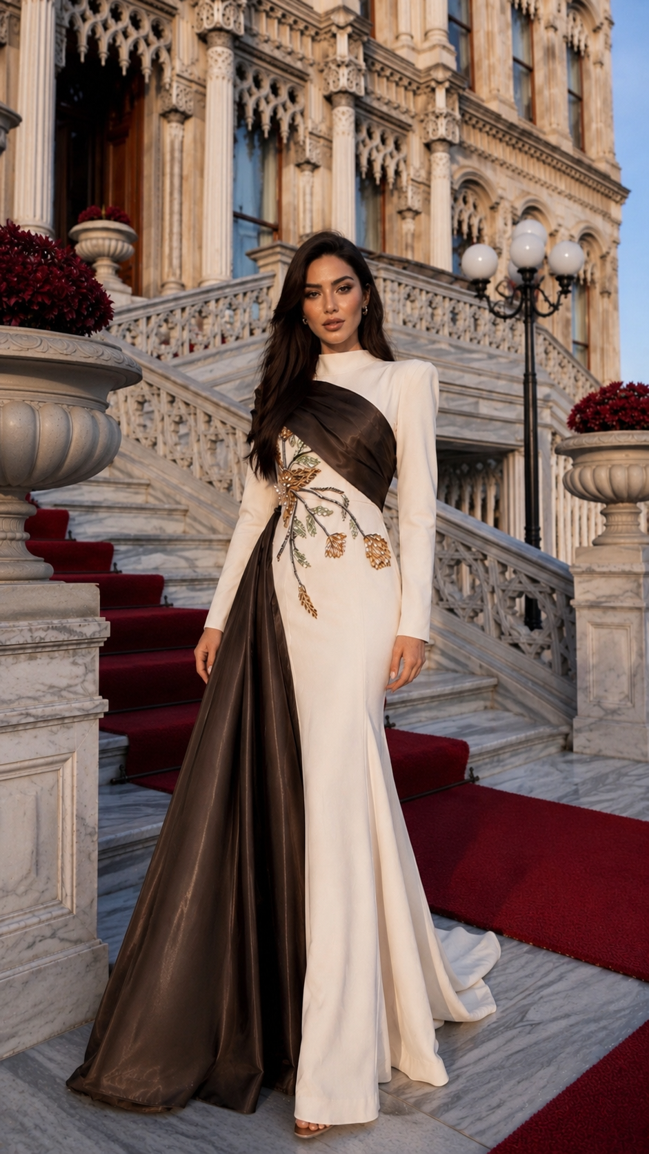 Rosalie Cream Embroidered Evening Gown