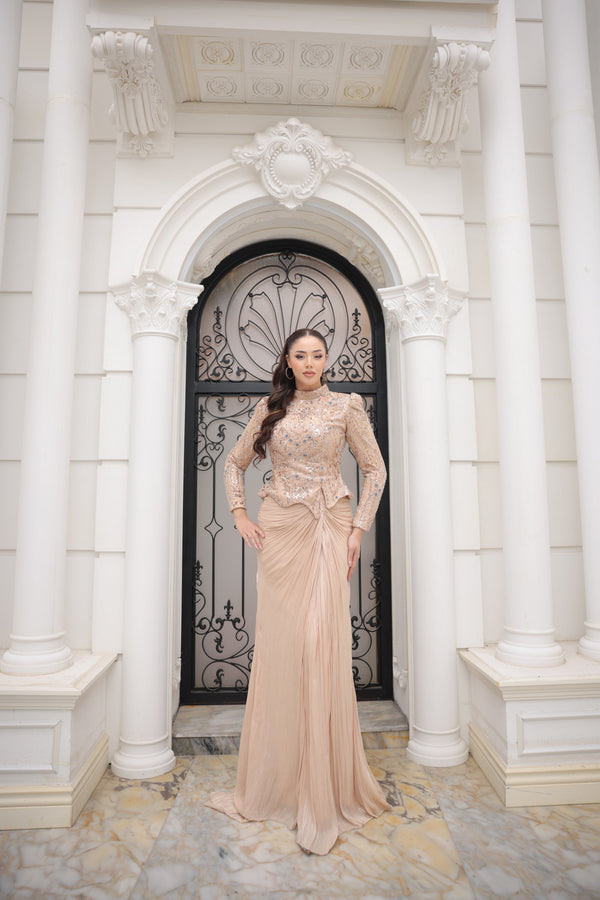 Sierra Beige Evening Gown | Elegant Formal Dress for Women