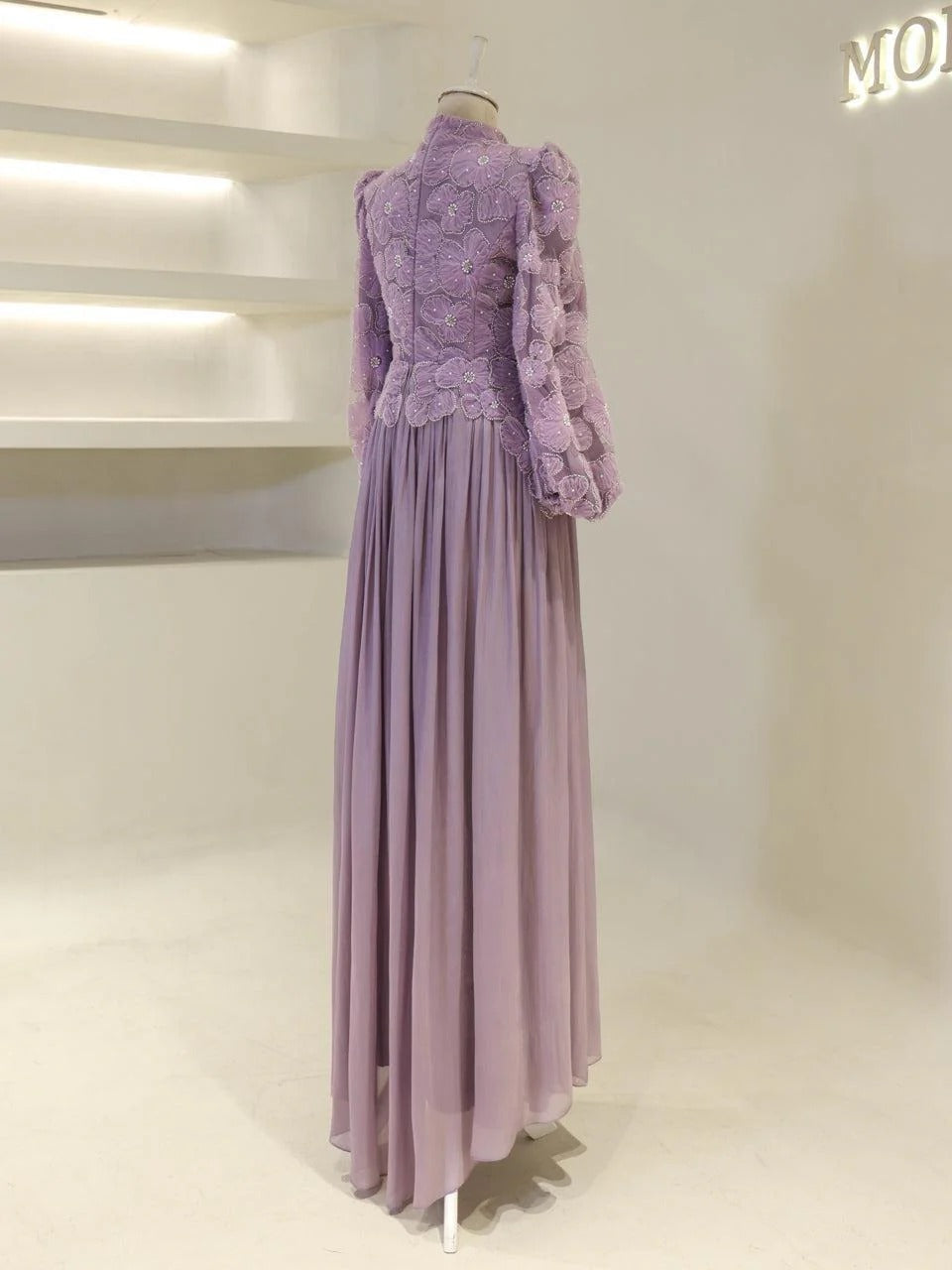 Arwen Embroidered Balloon Sleeve Gown