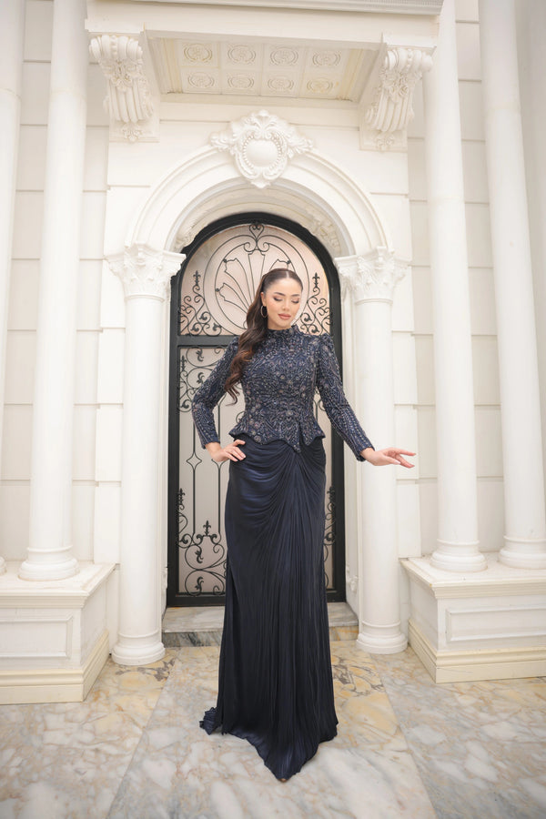 Sierra Navy Blue Evening Gown | Elegant Formal Dress for Women