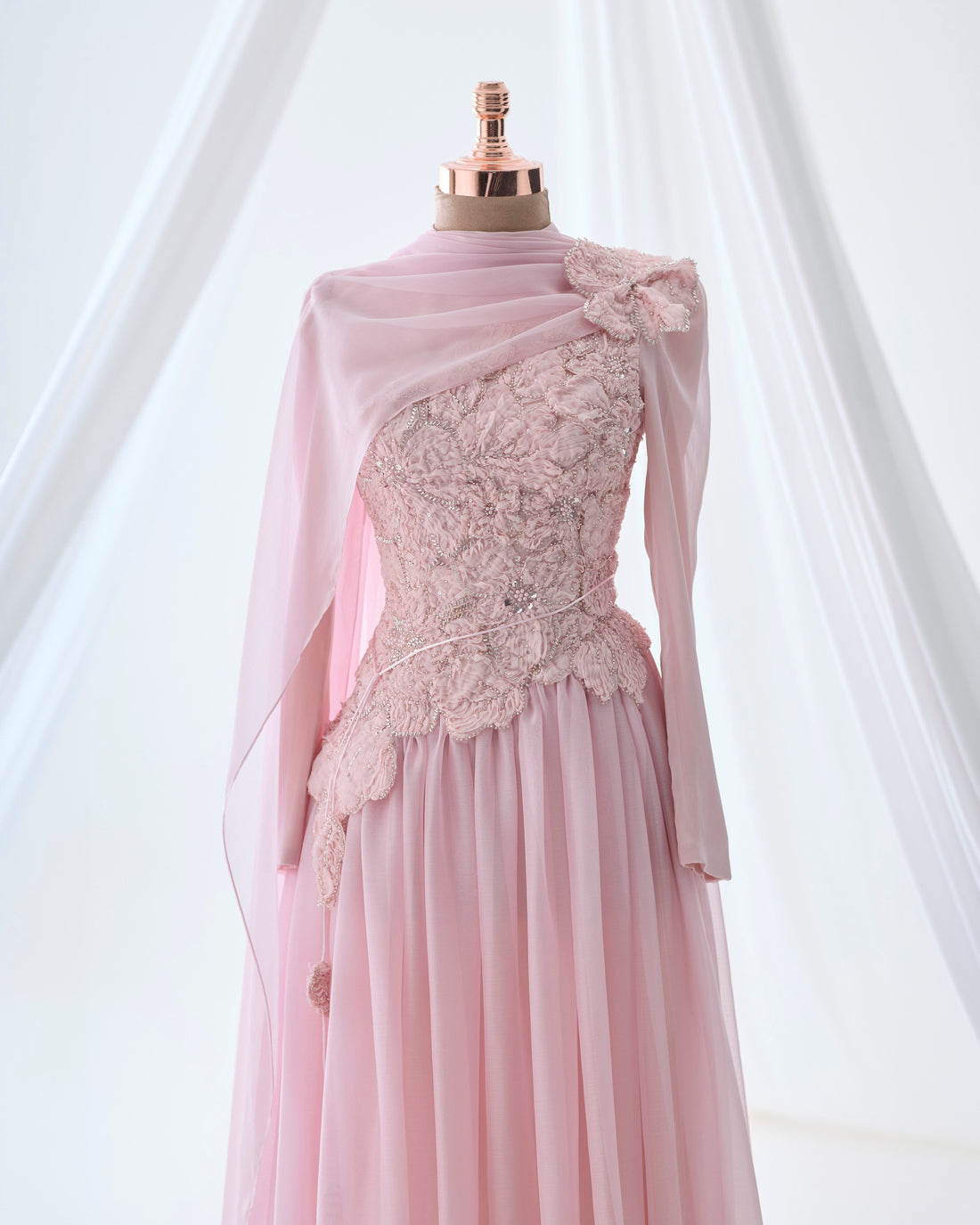 Maya Pink 3D Floral Evening Dress –Formal Gown