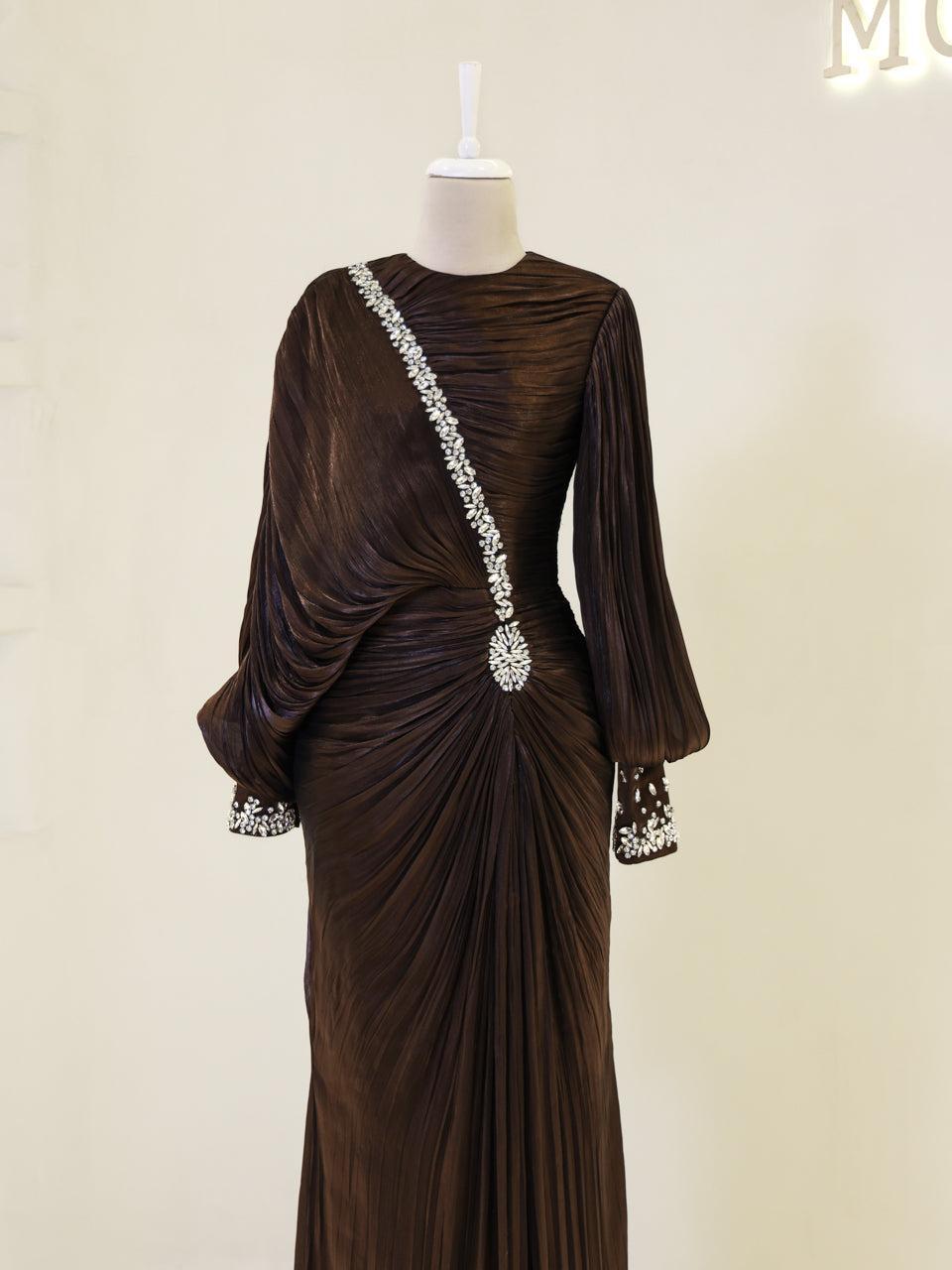 Malika Evening Dress - Mocha - view 2