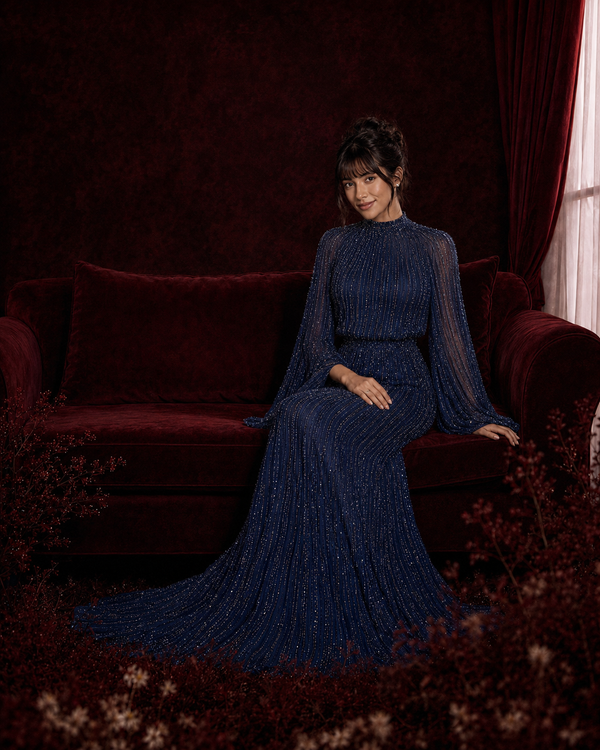 Couture Ghalia Evening Dress - Navy Blue