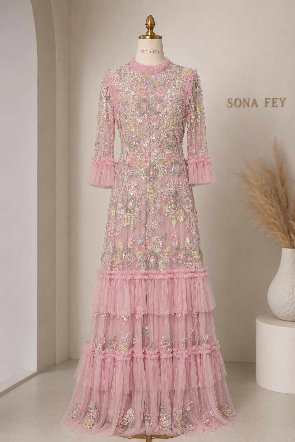 Couture Najma Evening Dress - Pink