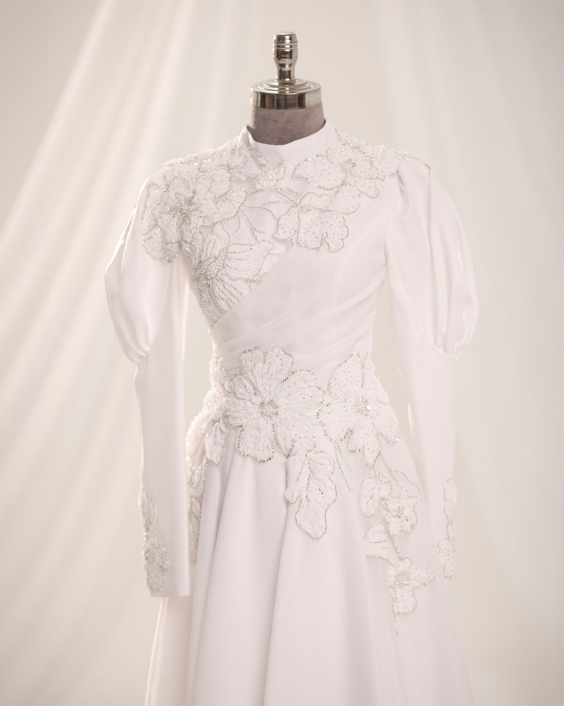 Floral Embellished Modest Evening Dress |