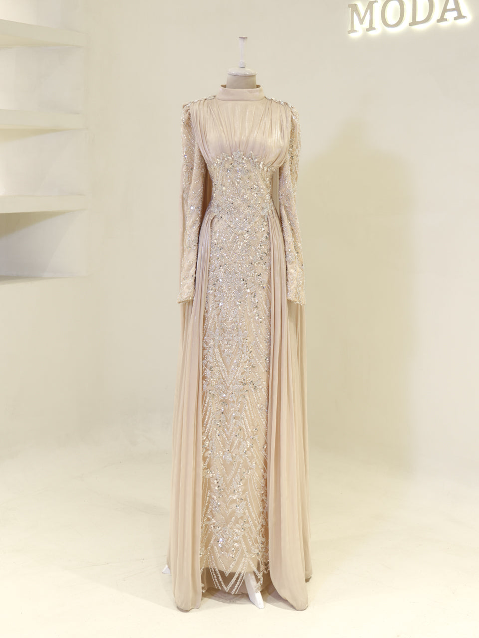 Shirine Evening Dress - Beige
