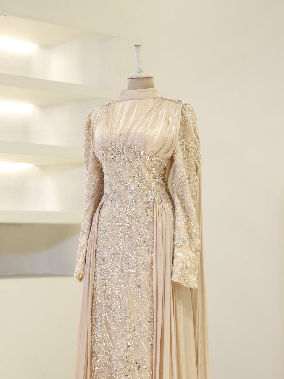 Shirine Evening Dress - Beige - view 3