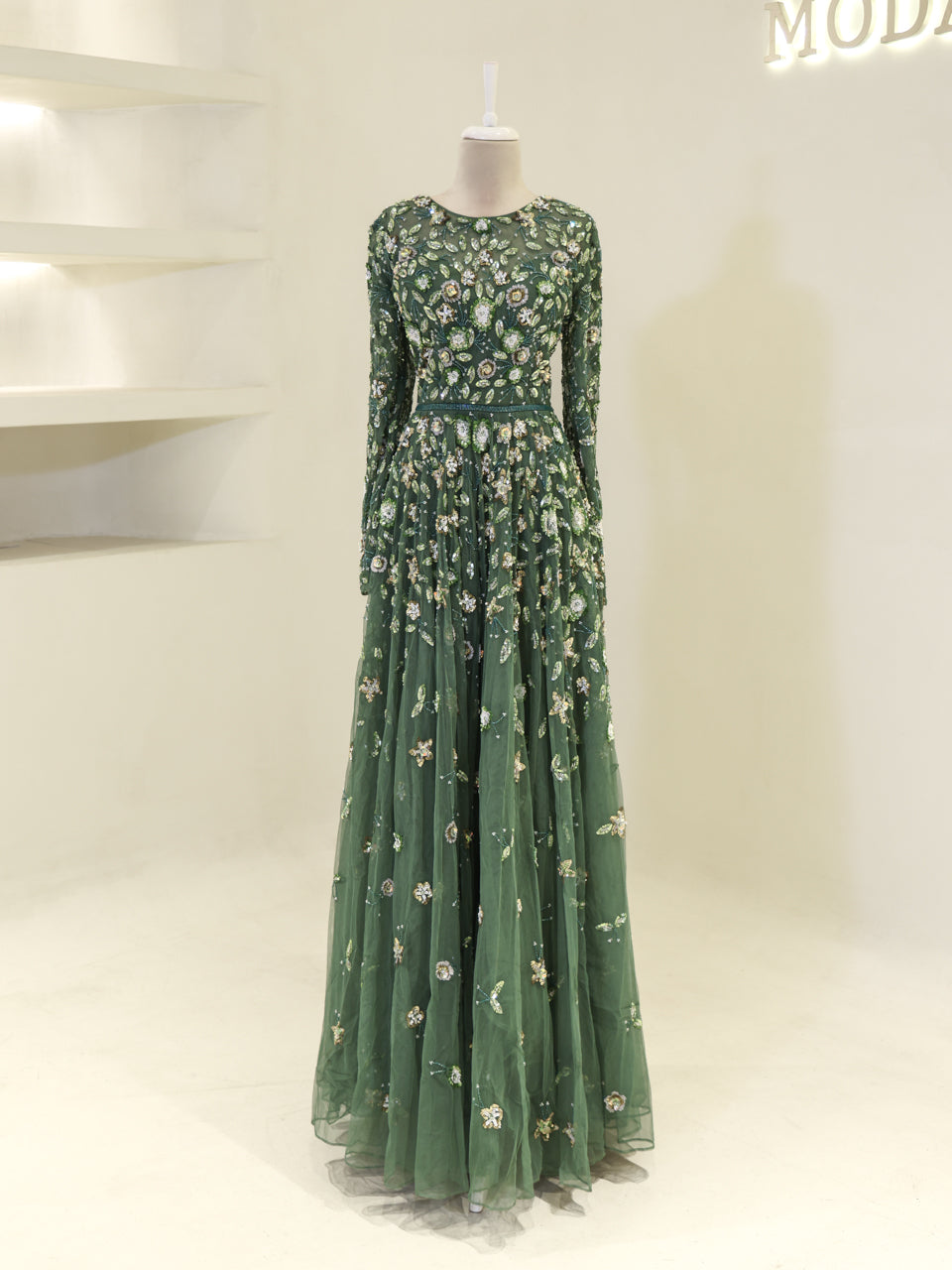 Couture Jasmine Evening Dress - Emerald - view 2