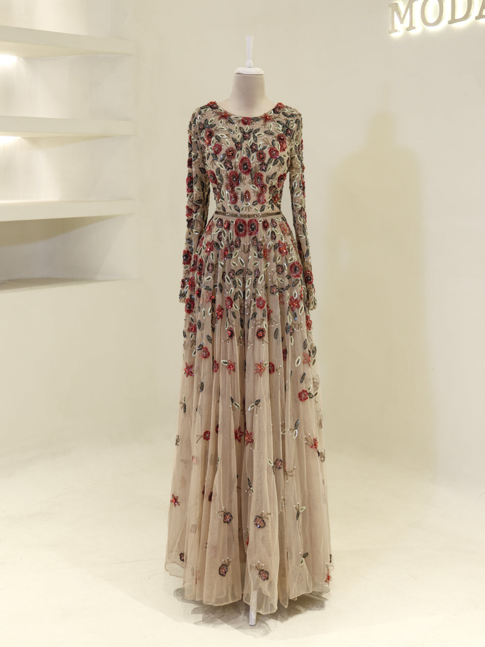 Couture Jasmine Evening Dress - Beige