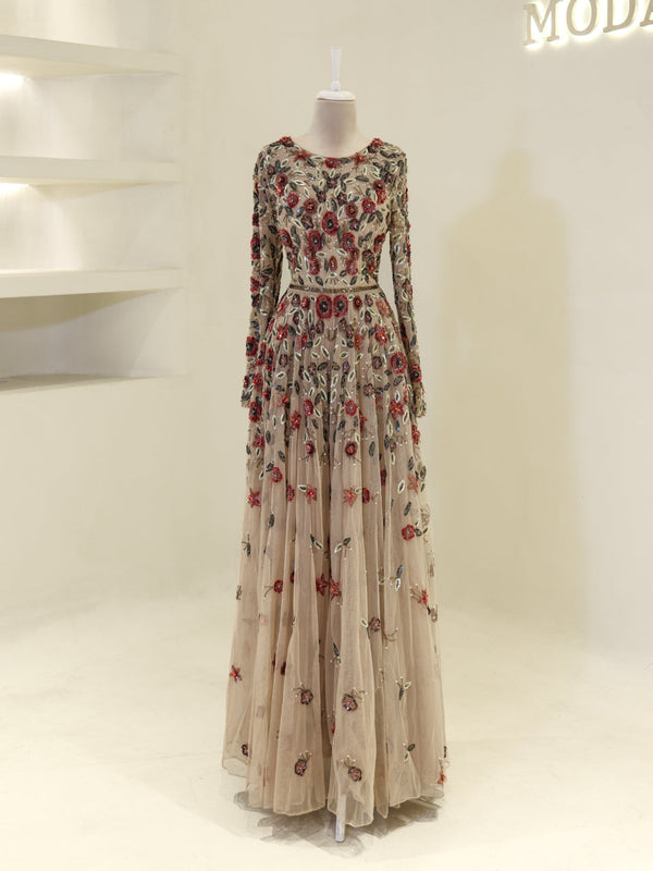 Couture Jasmine Evening Dress - Beige