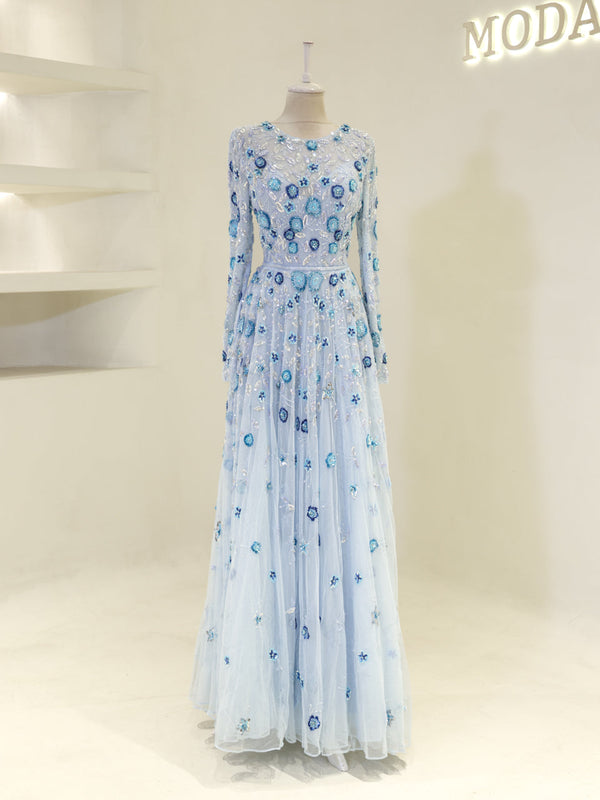 Couture Jasmine Evening Dress - Blue