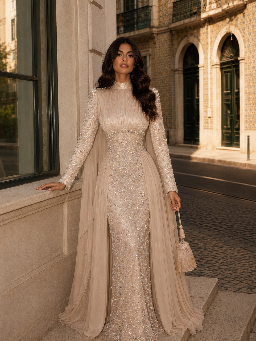 Shirin Evening Dress - Beige