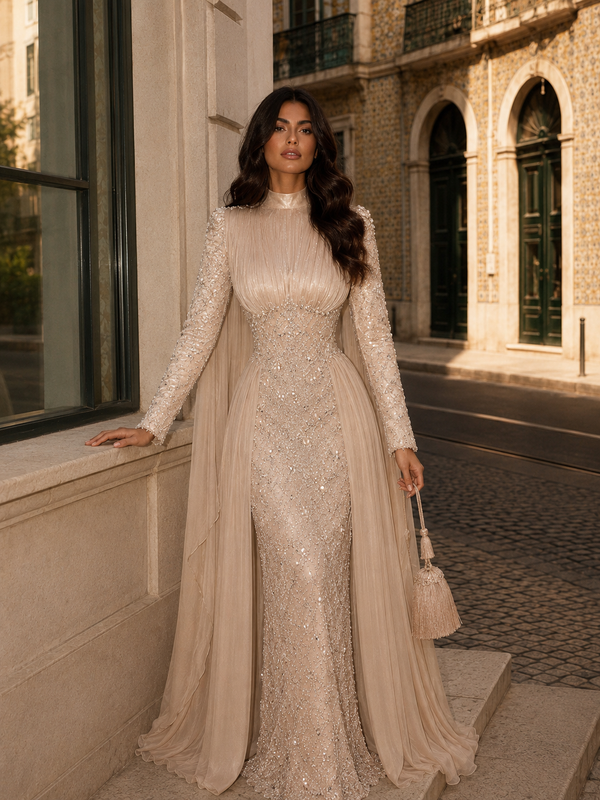 Shirin Evening Dress - Beige