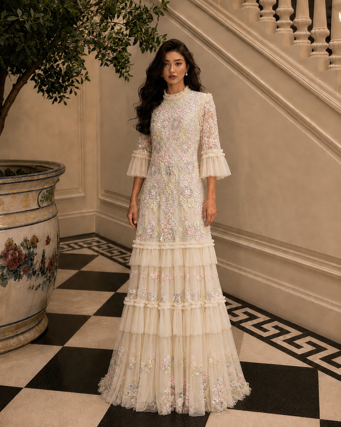 Couture Najma Evening Dress - Beige