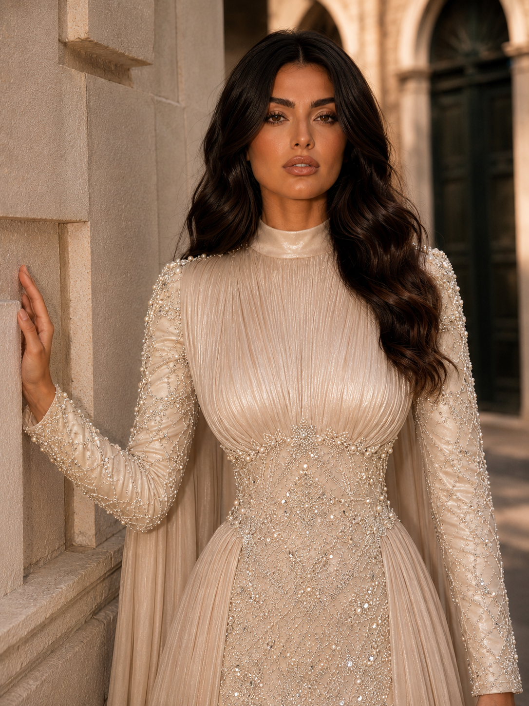 Shirin Evening Dress - Beige