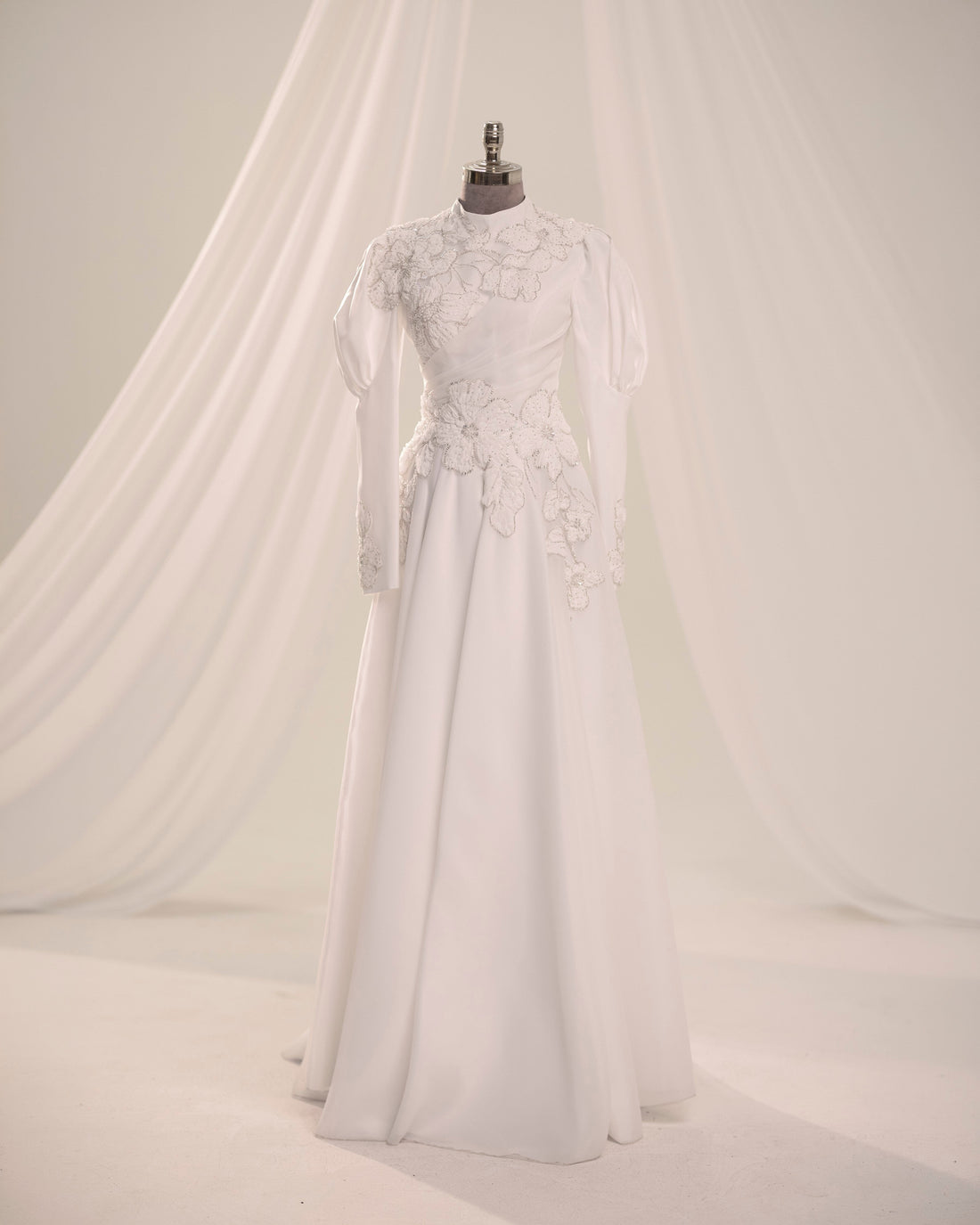 Floral Embellished Modest Evening Dress |