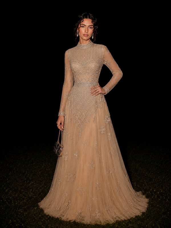 Laila Couture Evening Dress - Beige