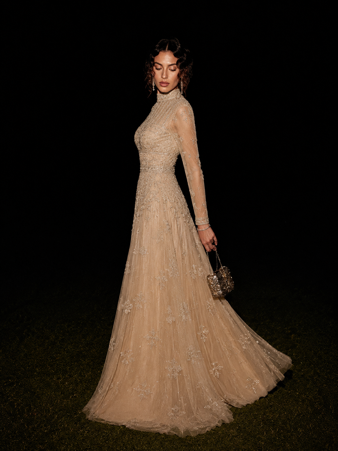 Laila Couture Evening Dress - Beige