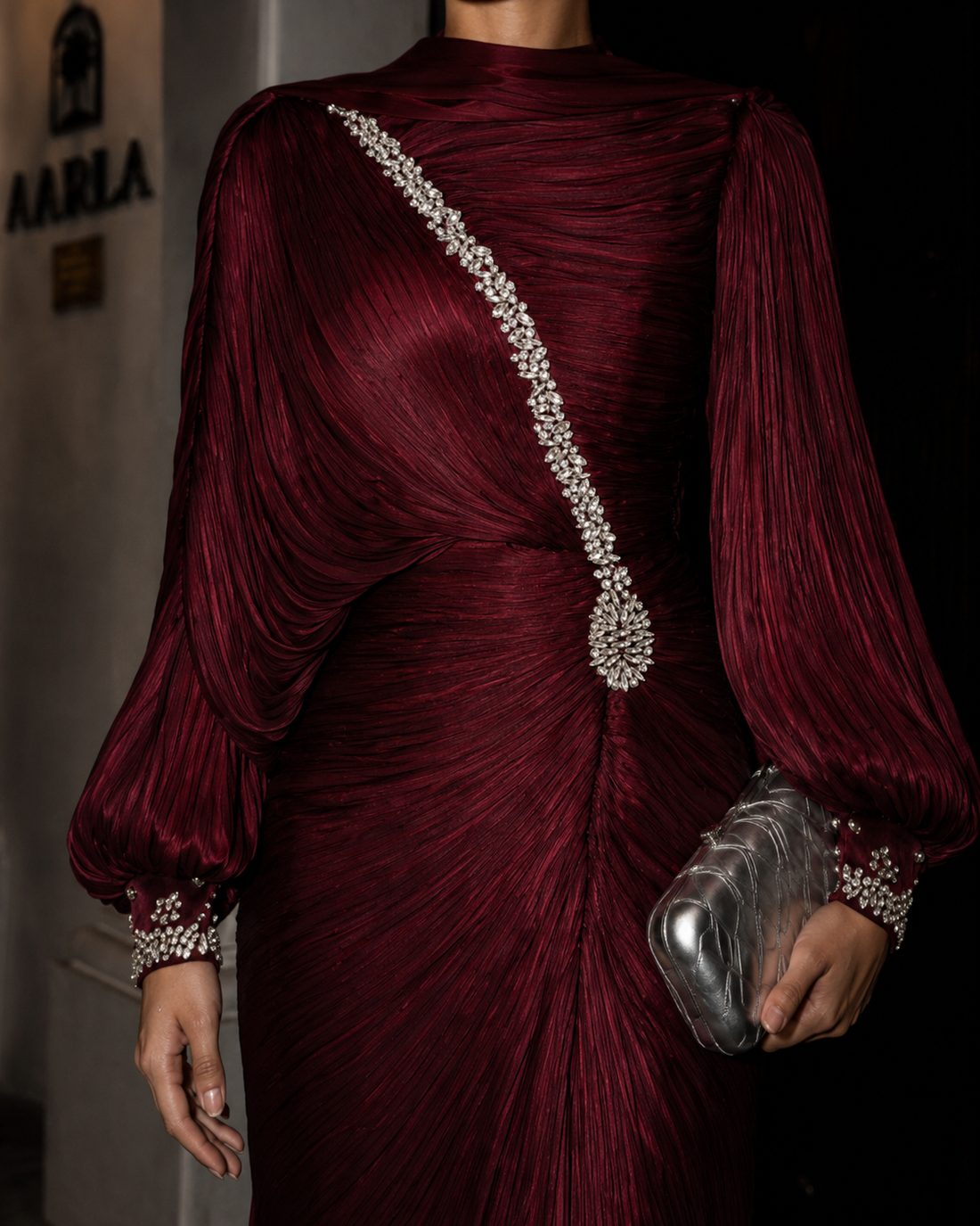 Malika Evening Dress - Burgundy