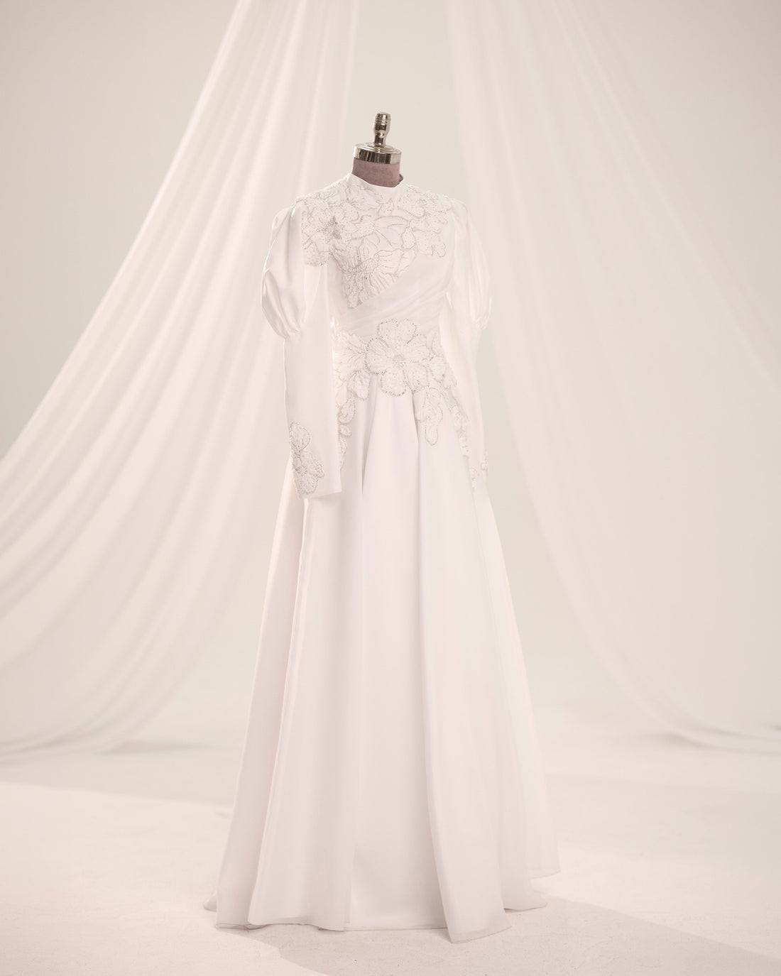 Floral Embellished Modest Evening Dress |