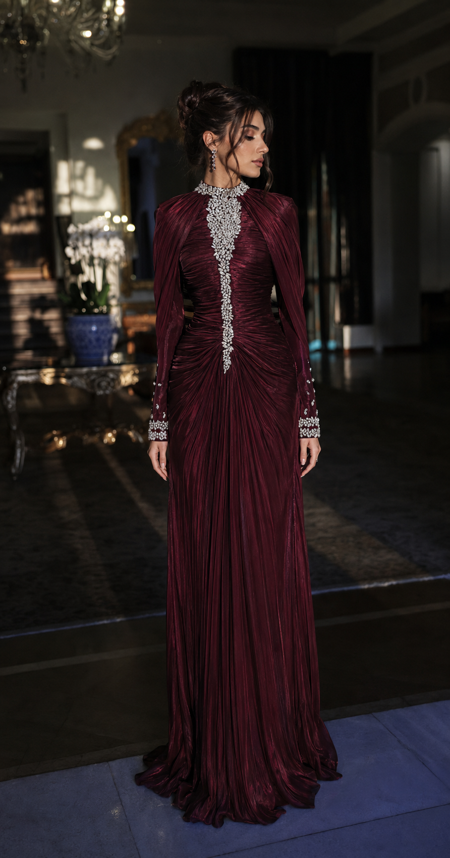 Rayyan Evening Dress - Burgundy