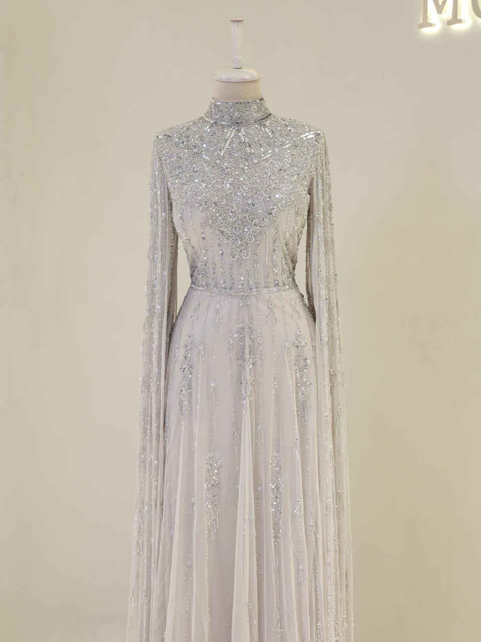 Couture Layal Evening Dress - Silver