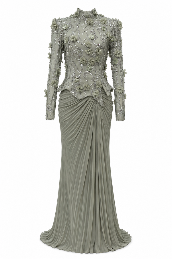 Marie Sage Green Couture Dress