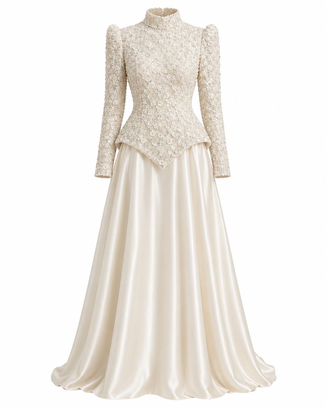 Raya Beaded Evening Dress - Ivory