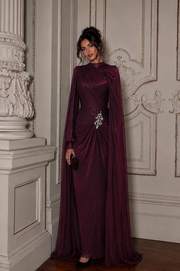 Fairuz Evening Dress with Cape Detail