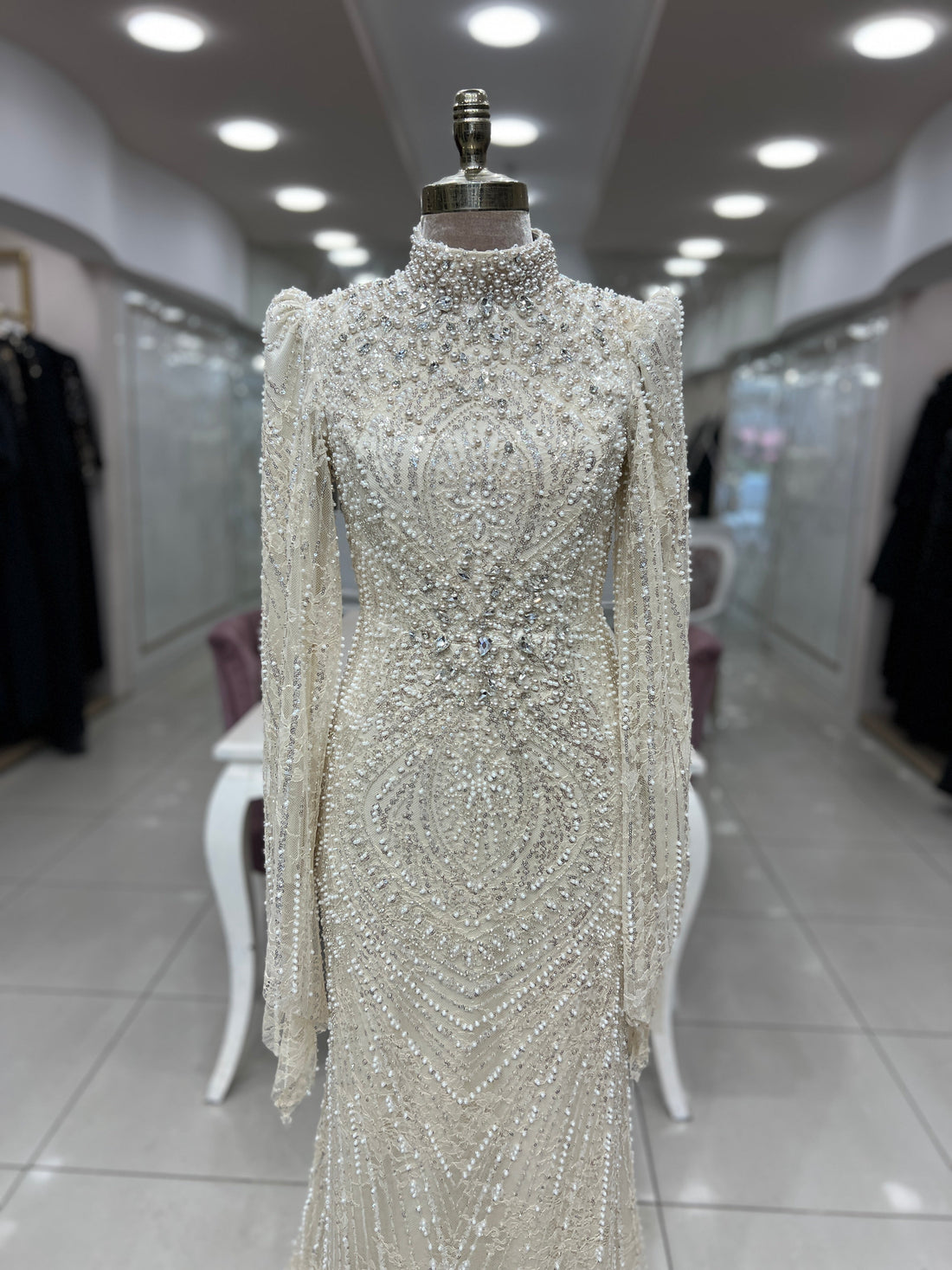 Camellia Evening Dress - Beige