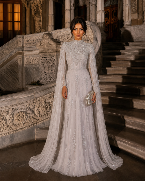 Couture Layal Evening Dress - Silver