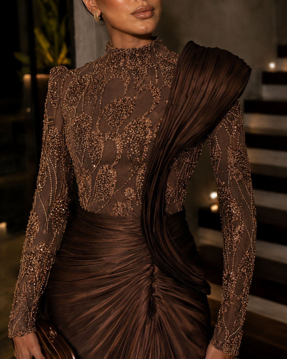 Couture Samira Evening Dress - Mocha