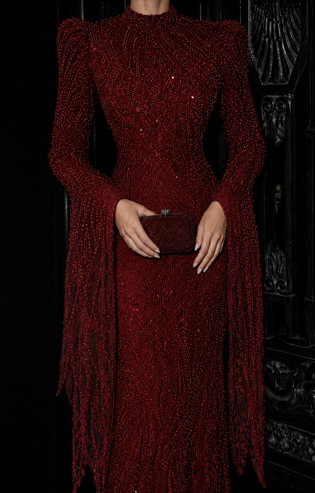 Noir Rose Evening Dress - Burgundy