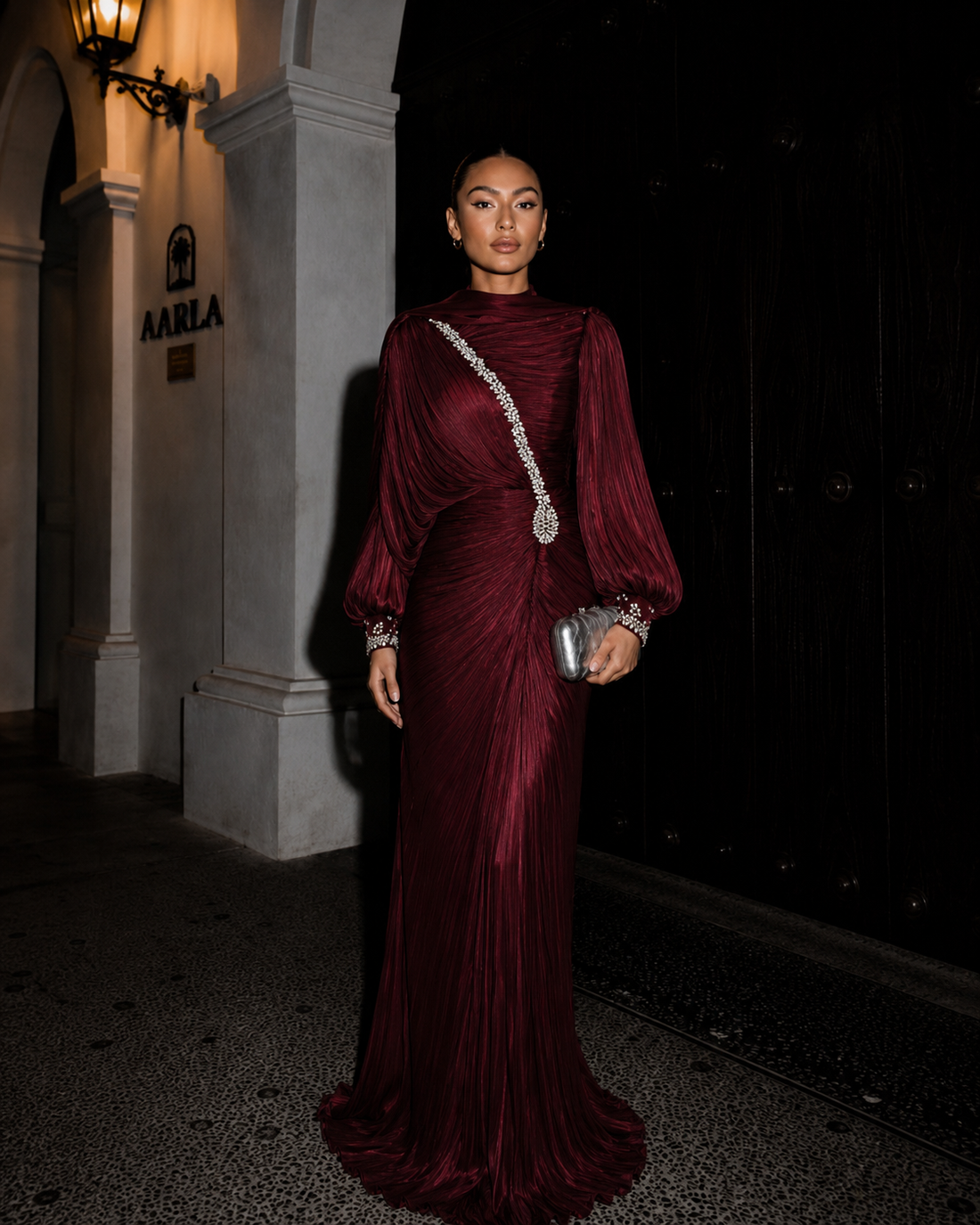 Malika Evening Dress - Burgundy