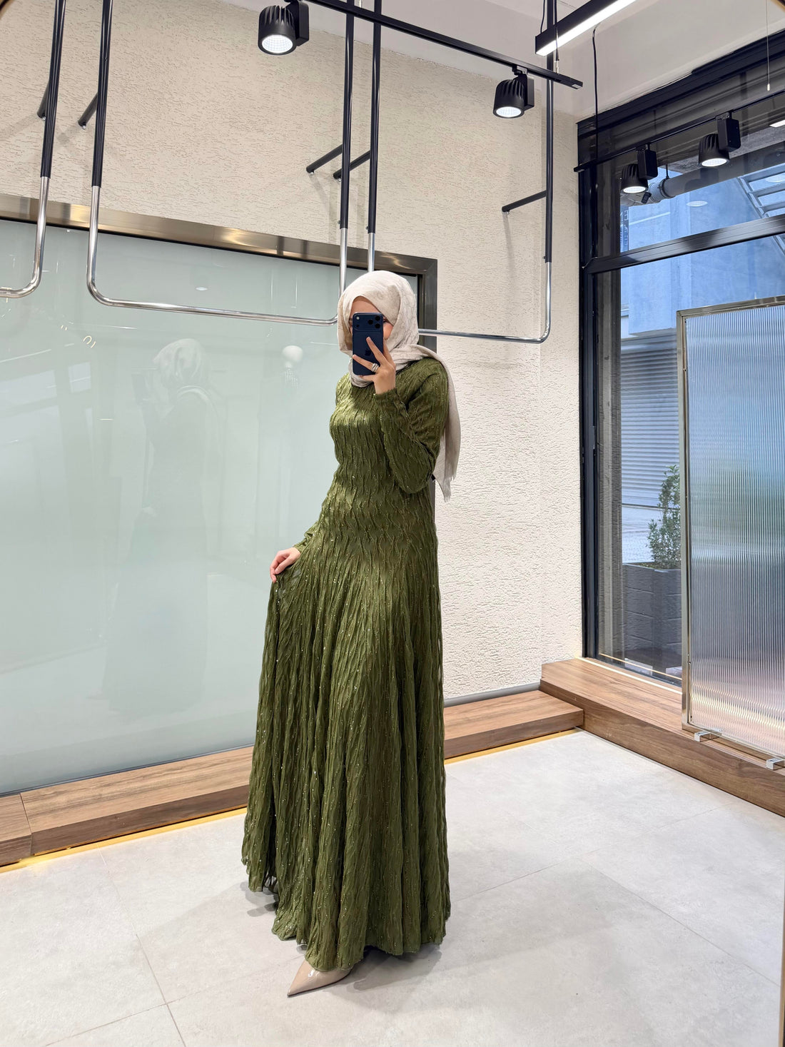 Shimmer Elegant Evening Dress – Green