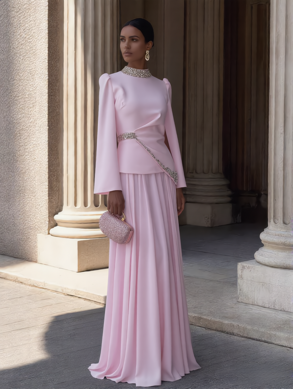 Regina Modest Evening Gown - Pink