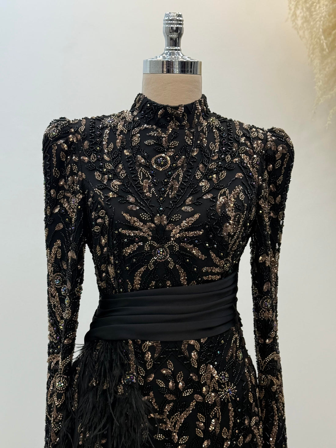 Alessa Evening Dress - Black-Gold - view 2