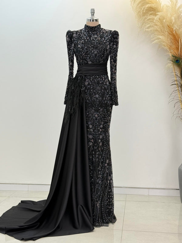 Alessa Evening Dress - Black-Lilac
