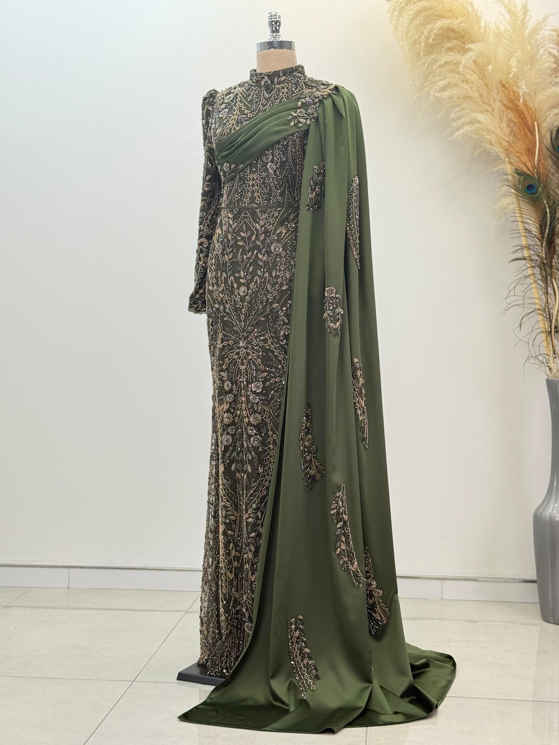 Berry Evening Dress - Khaki - view 3