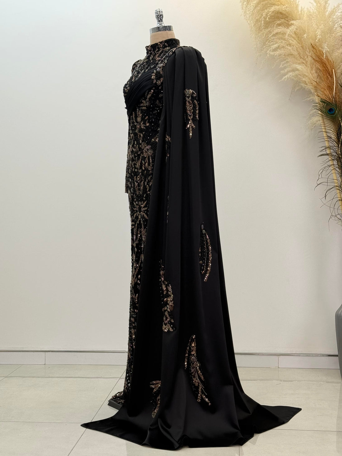 Berry Evening Dress - Black-Gold - view 3
