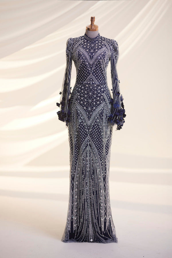 Sara Navy Blue Evening Gown