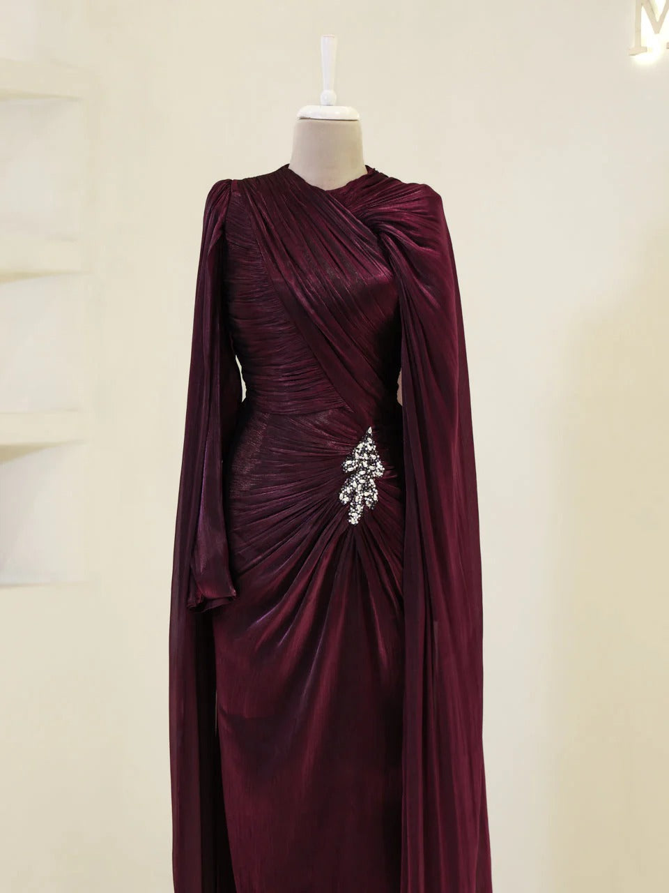 Fairuz Evening Dress with Cape Detail