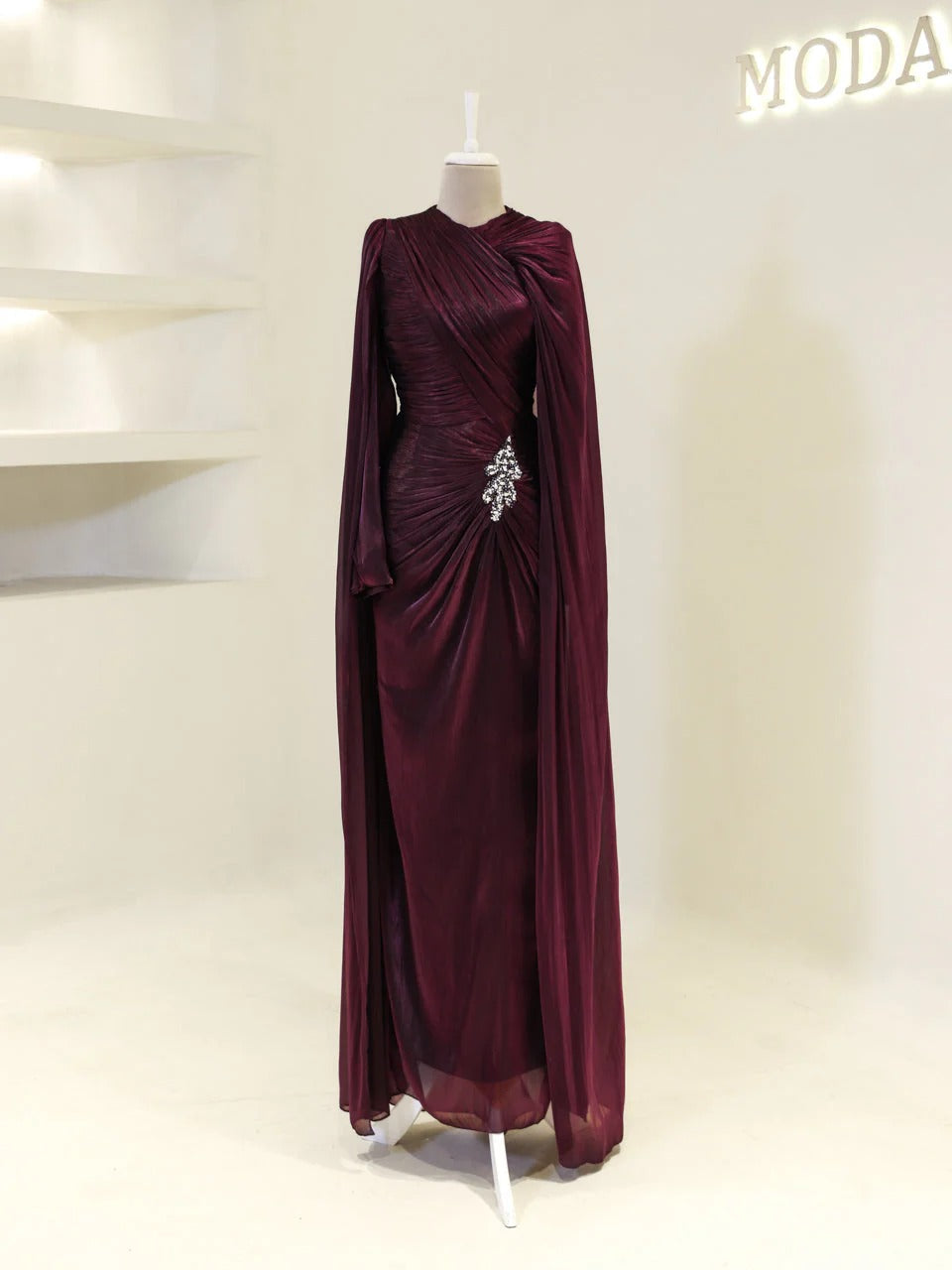 Fairuz Evening Dress with Cape Detail