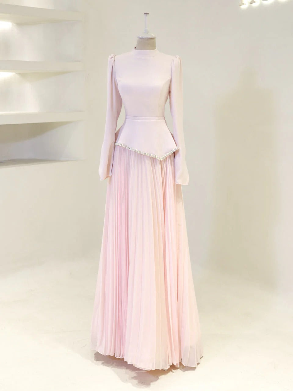Elegant Beaded Maxi Evening Gown - Poudra