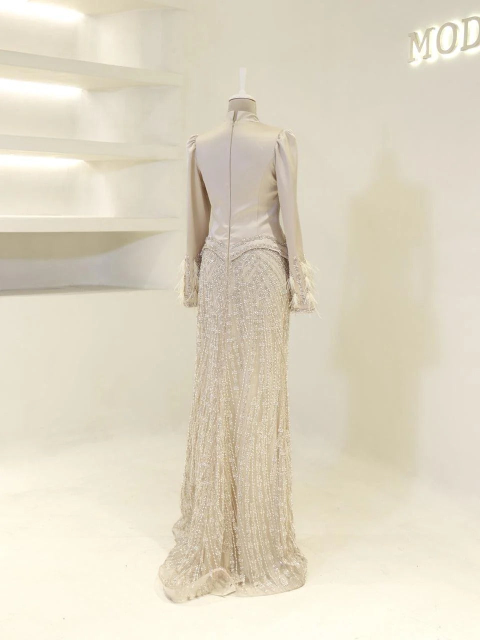 Limited Edition Draped Neck Satin Gown - Cream